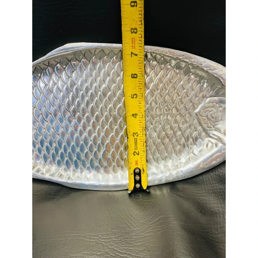 Fish Serving Platter Tray Heavy Silver Pewter Coastal Nautical Mediterranean Sea